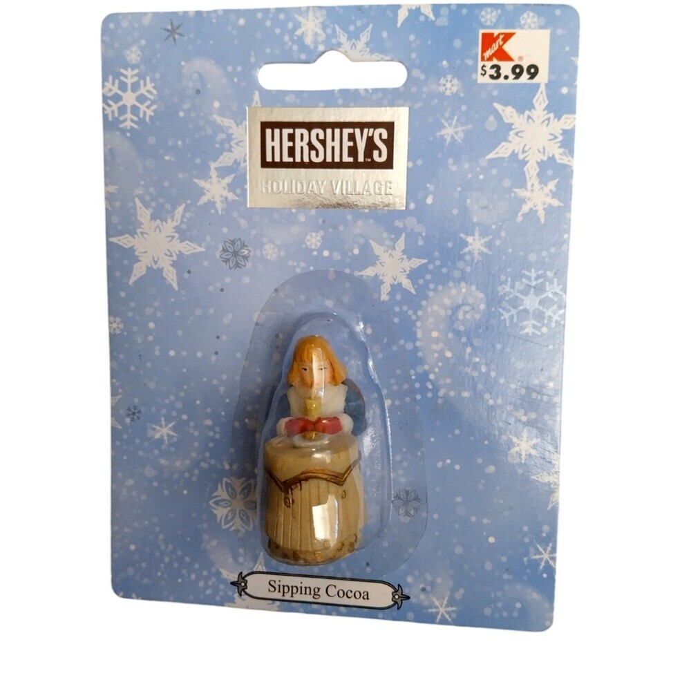 Hershey's Holiday Village Accessory 2001 Sipping Cocoa NEW